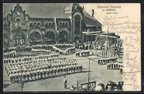 AK Dresden, Allgemeiner Turnverein, Parade-Vorführung in der Permoser Strasse