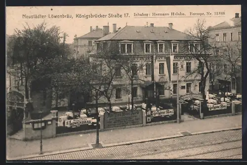 AK Dresden-Neustadt, Restaurant Neustädter Löwenbräu, Königsbrücker Strasse 17, Inh. Hermann Heinke