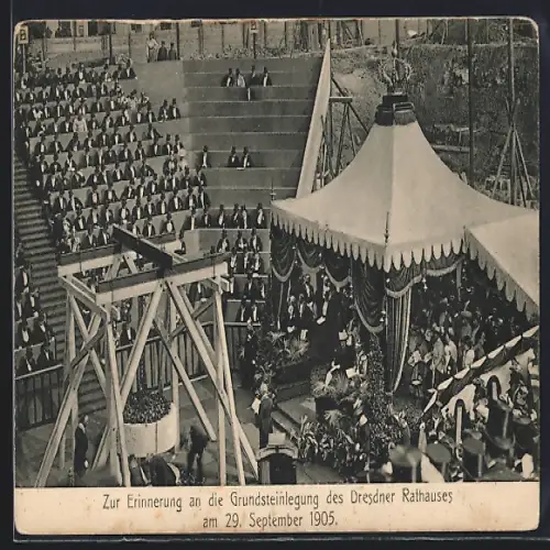 AK Dresden, Zur Einnerung an die Grundsteinlegung vom Rathaus am 29. September 1905