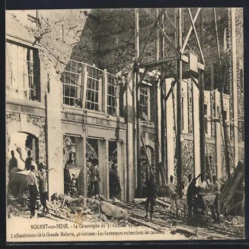 AK Nogent-sur-Seine, Le Catastrophe du 31 Octobre 1911, L`effondrement de la Grande Malterie
