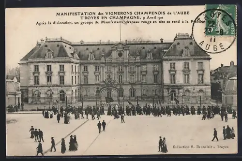 AK Troyes en Champagne /Aube, 9 Avril 1911, Manifestation des Vignerons Champenois de l`Aube