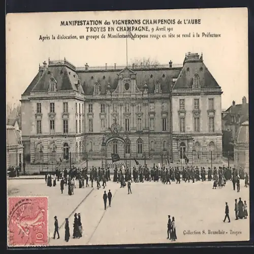 AK Troyes en Champagne /Aube, 9 Avril 1911, Manifestation des Vignerons Champenois de l`Aube