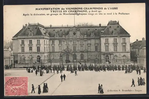 AK Troyes en Champagne /Aube, 9 Avril 1911, Manifestation des Vignerons Champenois de l`Aube