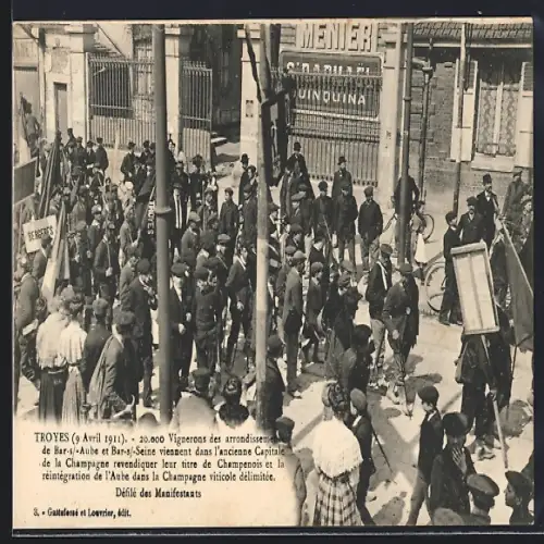 AK Troyes, 9 Avril 1911, 20.000 Vignerons des arrondissements de Bar-s /-Aube et Bar-s /-Seine