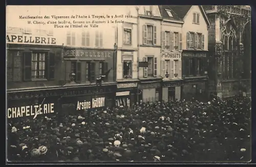 AK Troyes, 9 Avril 1911, Manifestation des Vignerons de l`Aube