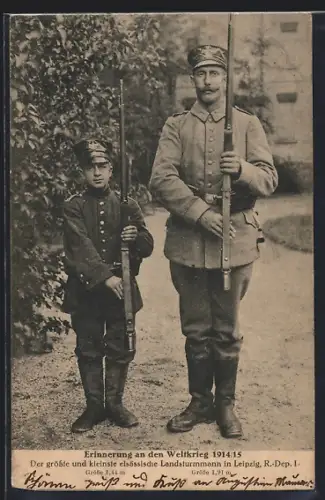 AK Grösster und kleinster elsässischer Landsturmmann im Weltkrieg 1914 /15
