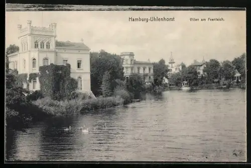 AK Hamburg-Uhlenhorst, Villen am Feenteich