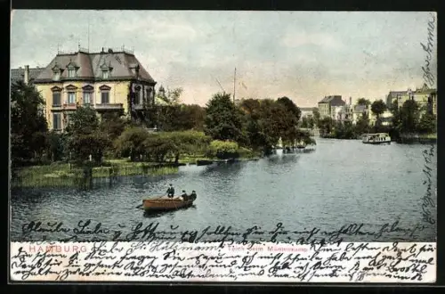 AK Hamburg-Winterhude, Teich beim Mühlenkamp