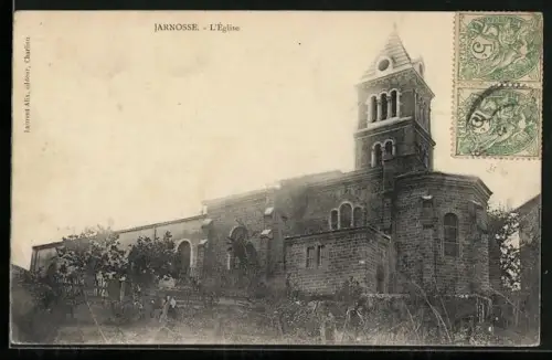AK Jarnosse, L`Église et son clocher impressionnant