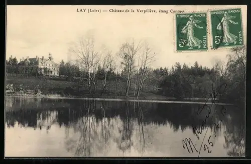 AK Lay /Loire, Château de la Verpillère, étang Cornieux