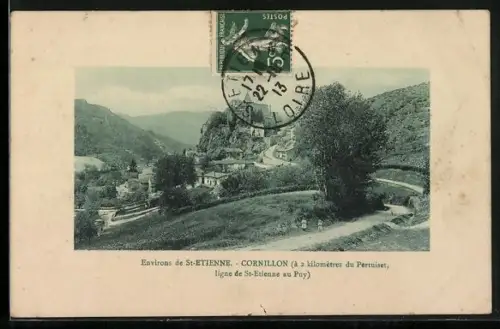 AK Cornillon, Ligne de St-Étienne au Puy, paysage vallonné