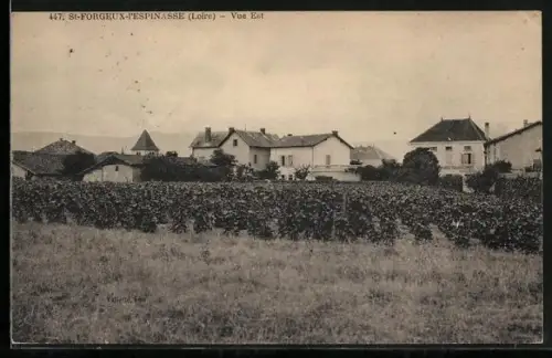 AK St-Forgeux-l`Espinasse /Loire, Vue Est des maisons et des champs devant