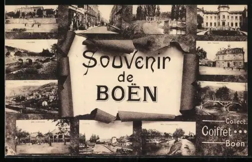 AK Boën, Souvenir de Boën avec vues multiples