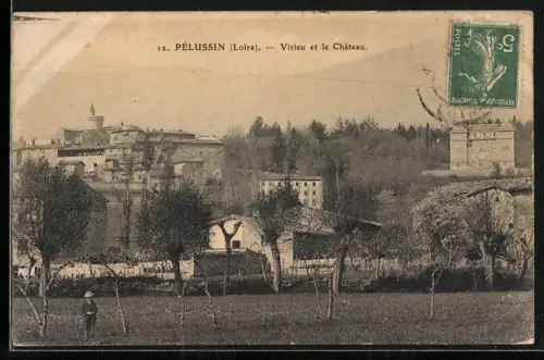 AK Pélussin /Loire, Vue sur le village et le château
