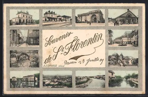 AK Saint-Florentin, Souvenirs avec vues multiples de la ville