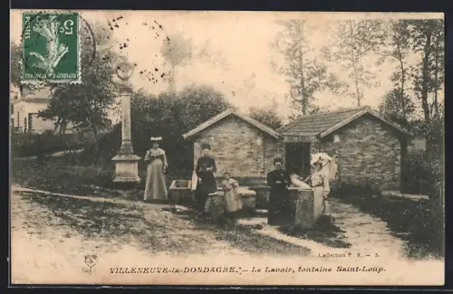 AK Villeneuve-la-Dondagre, Le Lavoir, fontaine Saint-Loup