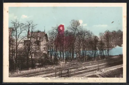 AK Villenavotte /Yonne, La Tuilerie et voies ferrées