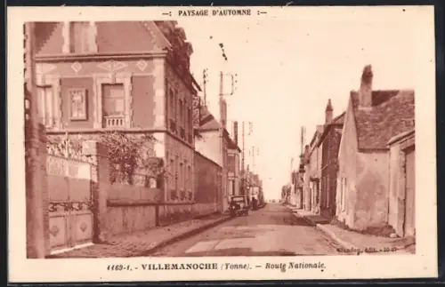AK Villemanoche /Yonne, Route Nationale en automne
