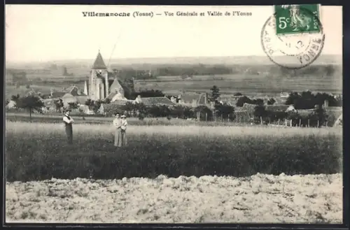 AK Villemanoche /Yonne, Vue Générale et Vallée de l`Yonne
