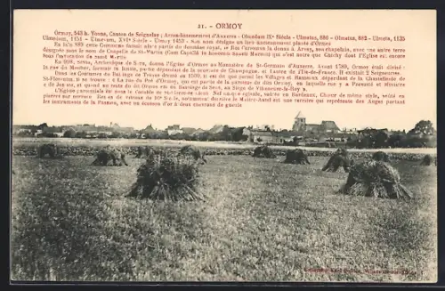AK Ormoy, Vue des champs avec village en arrière-plan