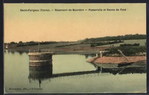 AK Saint-Fargeau /Yonne, Réservoir de Bourdon, Passerelle et Vanne de fond