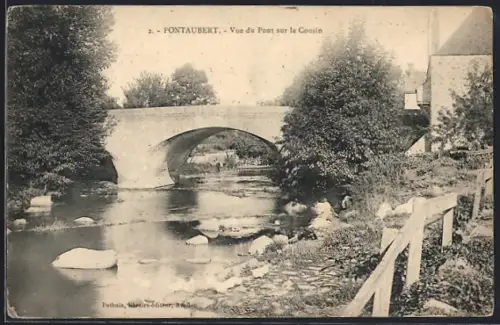 AK Pontaubert, Vue du Pont sur le Cousin