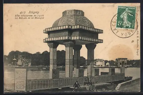 AK Joigny, Fête vénitienne de 1906, Le Bateau de la Musique