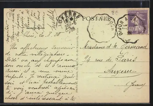 AK Cheu, Place de l`Église avec monument et bâtiments environnants