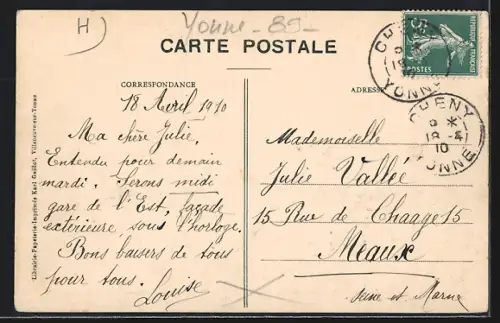 AK Cheny, L`Armancon inondant la route de Cheny à la Cité, 21 et 22 Janvier 1910