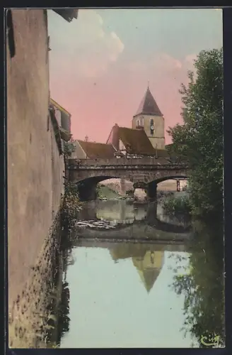 AK Mézilles, Le Pont de la Route de Tourn` et l`Église