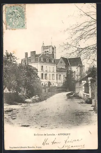 AK Appoigny, Vue sur une grande maison de campagne et l`allée bordée d`arbres