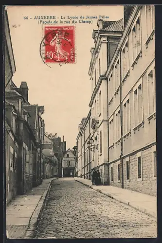 AK Auxerre, Le Lycée de Jeunes Filles, facade de la rue du Champ