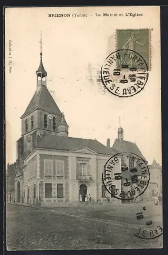 AK Brienon /Yonne, La Mairie et l`Église