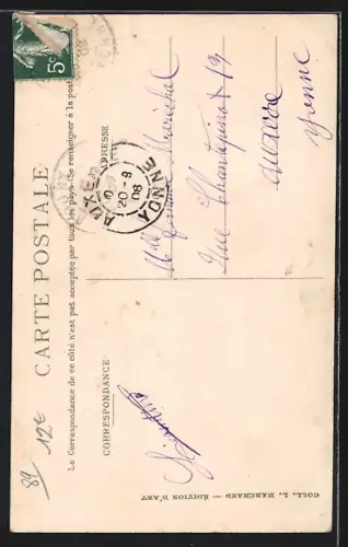 AK Rogny, Un bon souvenir avec fer à cheval et fleurs colorées