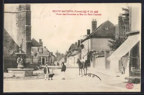 AK Neuvy-Sautour /Yonne, Place des Fontaines et Rue du Petit Courson