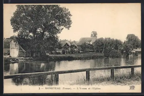 AK Monéteau /Yonne, L`Yonne et l`Église