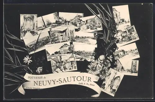 AK Neuvy-Sautour, Souvenir avec vues multiples du village et paysages environnants