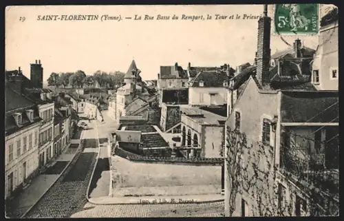 AK Saint-Florentin /Yonne, La Rue Basse du Rempart, la Tour et le Prieuré