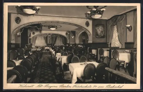AK Berlin, Restaurant Kabarett Alt-Bayern, Friedrichstr. 94 am Bahnhof, Inh. Max Dolinski, Innenansicht