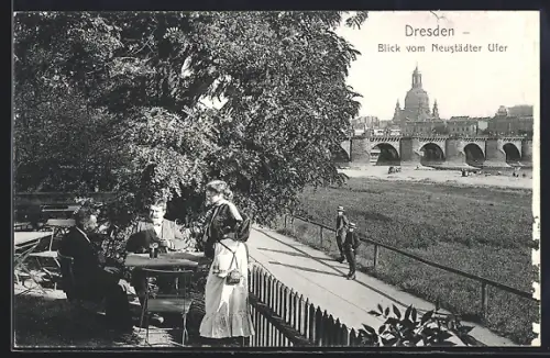 AK Dresden-Neustadt, Blick vom Neustädter Ufer