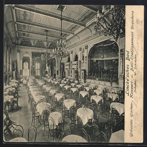 AK Dresden-Neustadt, Konzert-und Ballhaus Lincke`sches Bad, Restaurant, Innenansicht