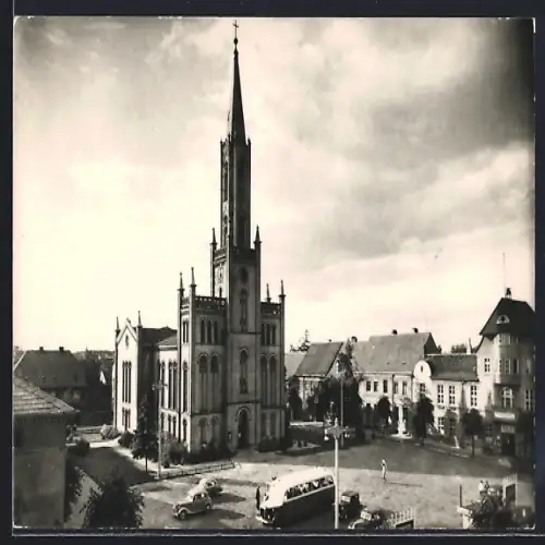 AK Fürstenberg a. d. Havel, Marktplatz, Kirche