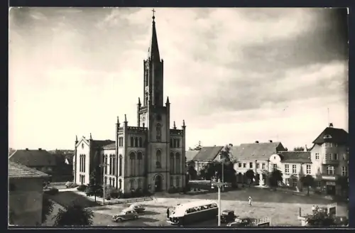 AK Fürstenberg a. d. Havel, Marktplatz, Kirche