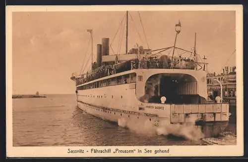 AK Sassnitz, Fährschiff Preussen in See gehend