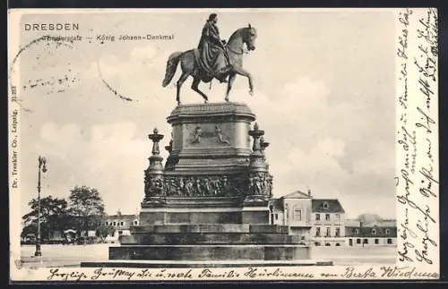 AK Dresden, Theaterplatz, König Johann-Denkmal