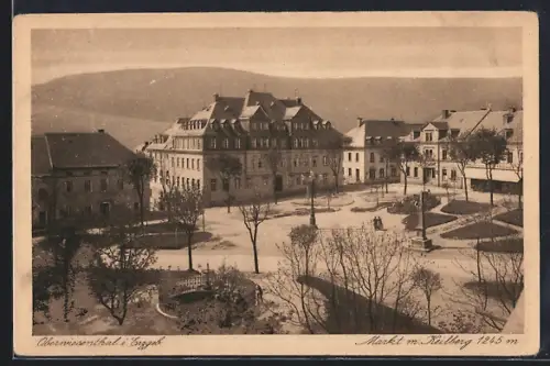 AK Oberwiesenthal i. Erzgeb., Markt mit Keilberg 1245 m