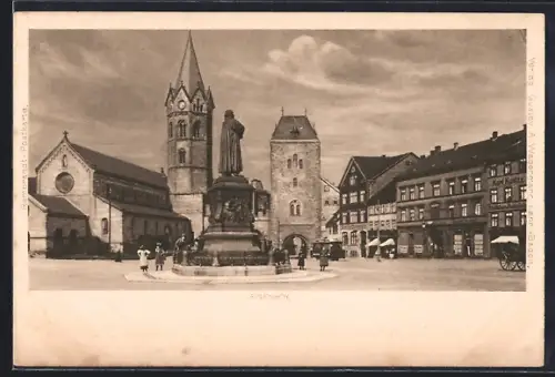 AK Eisenach, Karlsplatz mit Nikolaikirche, Nikolaitor & Lutherdenkmal