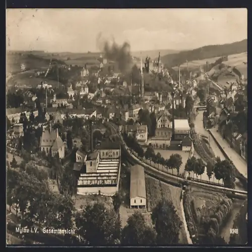 AK Mylau i. V., Panorama der Ortschaft