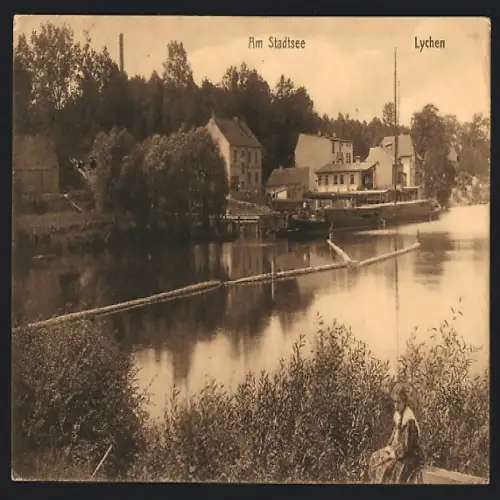 AK Lychen, Kahn liegt am Stadtsee