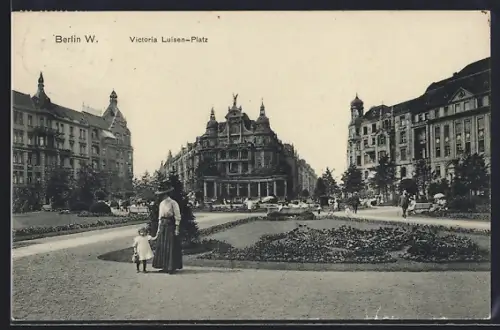 AK Berlin W.-Schöneberg, Victoria Luise-Platz, Platzansicht mit Wohnhäusern